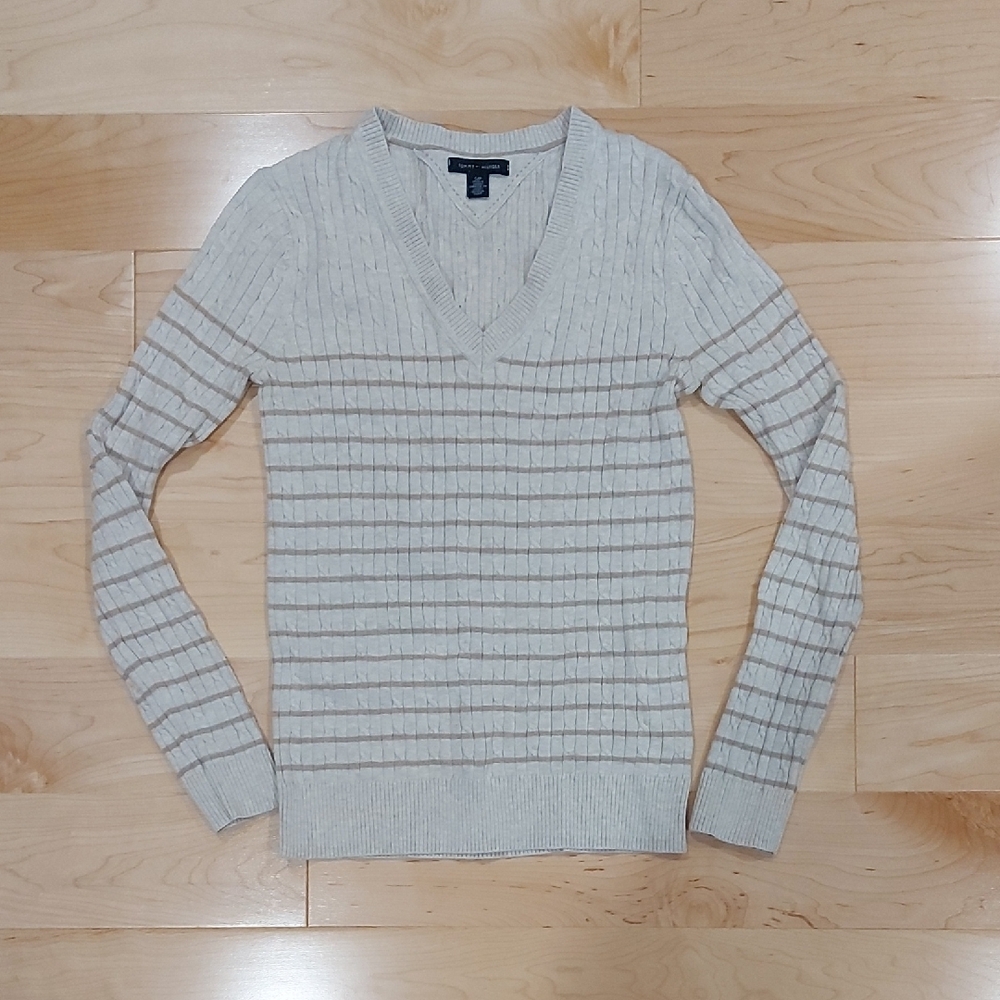Women's Cream Sweater With Stripes